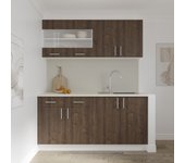 Set cocina haaus karo v8, roble bronce/blanco, encimera thermo 28 mm, l 240 cm