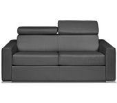 Sofá cama de 3 plazas exprés de cuero de búfalo gris - cama de 140 cm - colchón de 18 cm - vizir