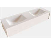 Mondiaz lush 150cm mueble de baño color underlayment con 1 cajón. con lavabo cloud doble 2 orificios color talc