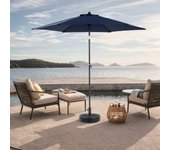 Sombrilla rectangular grande de 45,7 m con doble cara y manivela (azul marino)
