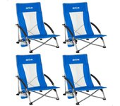 Aktive pack 4 sillas plegables playa 50x51x67 cm azul con bolsillo