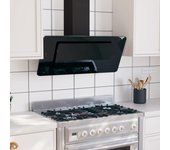 Vidaxl campana extractora acero inoxidable vidrio templado negro 90 cm