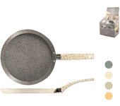 Sartén antiadherente para crepes pearl, 24 cm, color negro, home in rhombus