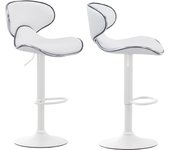 Juego de 2 taburetes de bar de diseño contemporáneo con patas de metal blanco mate y asiento de material 10_0000356