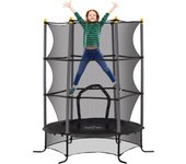 Cama elástica infantil homcom acero, pp negro 163x163x190 cm