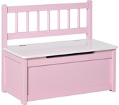 Baúl de juguetes homcom mdf, madera de pino rosa 60x30x50 cm