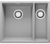 Primagran fregadero bajo encimera gris 56x47cm, fregadero cocina 1,5 senos + sifón, fregadero granito al mueble 60cm - london duo