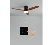 Wind calm natural wood - función verano/invierno - ventilador de techo 40w silencioso ø132 cm con luz con controlador de pared y mando a distancia