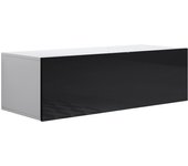 Mueble tv colgante | mueble de televisión | mueble de salón | 1 puerta | 100x30x40cm | modelo luke h1 | blanco y negro brillo
