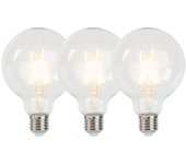 Pack de 3 bombillas led e27 regulables g95 5w 470lm 2700k