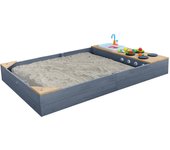 Axi kelly arenero de madera con banco y juegos de cocina con fregadero | arenero para niños en gris claro y marrón | 180 x 115 cm