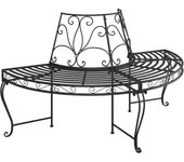 Banco de jardín mobiliario de exterior terraza semicircular torre de árbol diámetro 160 cm acero negro 02_0011819