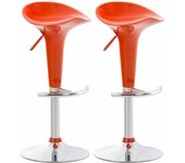 Juego de 2 taburetes de bar de diseño en color naranja, giratorios y regulables en altura tdb10032