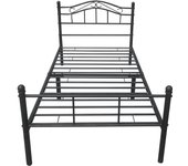 Cama individual de metal con revestimiento de polvo negro y somier de láminas de metal 90 x 200 cm 03_0002728