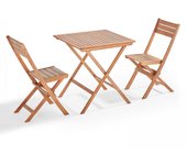 Mesa de 70 x 70 cm y silla de jardín plegable de eucalipto