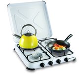 Cocina de gas portátil 4 fuegos kemper- 4650w - lacada en blanco