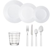 Vajilla vidrio-set 6 vasos vidrio-set 24 quid harena-acqua-habit 6 personas-48 piezas - blanco