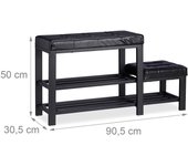 Banco de entrada zapatero taburete 90,5 cm negro 13_0000352_3