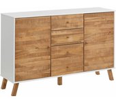 Rondo|aparador con 2 puertas y 4 cajones en mdf blanco naturaleza