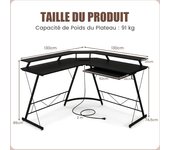 Escritorio esquinero en forma de l, bandeja para teclado, escritorio para computadora con soporte, estructura metálica, estación de trabajo 130 x 130