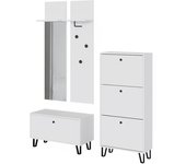 Vicco espejo de pared siri, blanco, juego con perchero de pared, banco zapatero y mueble zapatero