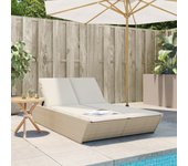 Vidaxl tumbona doble con cojines ratán sintético beige