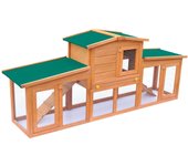 Conejera grande 190 x 46 x 85 cm para animales pequeños con techo de madera 02_0000623