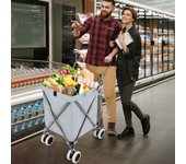 Carro de compras plegable con ruedas oxford extraíble impermeable gris 66x46x94,5 cm