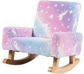 Silla mecedora para niños, sillón infantil tapizado de franela con base de madera maciza, sofá brillante en la oscuridad para dormitorio guardería,