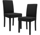 Juego de 2 sillas tapizadas con patas de madera maciza funda sintética de diseño 90 cm negro 03_0002363
