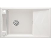 Fregadero de cocina de granito magnético blanco - deante - 50 x 82 cm, 1 cubeta con escurridor