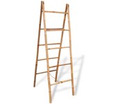 Vidaxl escalera toallero doble con 5 peldaños bambú 50x160 cm