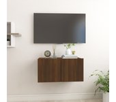 Mueble tv colgante madera contrachapada marrón roble 60x30x30cm