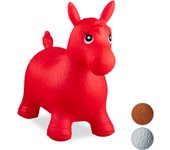 Relaxdays saltador hinchable caballo para niños hasta 50 kg sin bpa, plástico, rojo, 48 x 26 x 58 cm