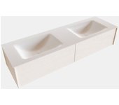 Mondiaz lush 150cm mueble de baño color underlayment con 2 cajones. con lavabo cloud doble 2 orificios color talc