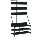 Perchero con zapatero negro 100x40x184 cm