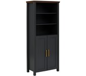 Marion|librería con 2 puertas en imitación madera gris