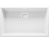 Primagran fregadero cocina todo blanco 76x47cm, fregadero granito 1 seno + sifón, fregadero sobre encimera al mueble 80cm - london slim