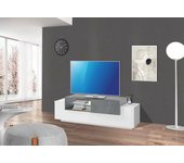 Pablo mueble tv, aparador bajo de salón, base para mueble para televisión, 100% made in italy, 160x45h51 cm, blanco brillo y pizarra