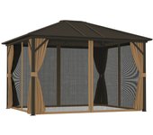 Cenador para jardín outsunny poliéster, aluminio café 300x365x262 cm 84c-040v01cf