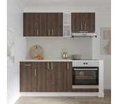 Set cocina haaus karo v9, roble bronce/blanco, encimera thermo 28 mm, l 260 cm