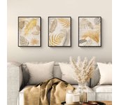Conjunto de 3 carteles decorativos y elegantes con hojas estilizadas i (impresión en papel, 40x30 cm, sin marco)