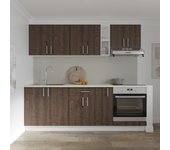 Set cocina haaus karo v14, roble bronce/blanco, encimera thermo 28 mm, l 360 cm