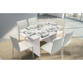 Consola extensible lavanda, mesa de comedor con apertura abatible, consola multiusos extensible, 100% made in italy, 120x70h75 cm, blanco