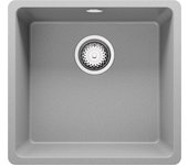 Primagran fregadero bajo encimera gris 46x44cm, fregadero cocina 1 seno + sifón, fregadero granito al mueble 50cm - venecia easy