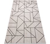 Alfombra de cuerda sisal floorlux 20605 plateado / negro / beige triángulos, geométrico 140x200 cm