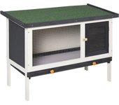 Conejera de madera pawhut madera de abeto negro 90x45x65 cm