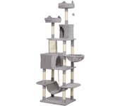Árbol para gatos pawhut aglomerado de madera gris claro 60x50x206 cm d30-873v00lg