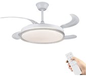 Ventilador de techo retráctil con luz led y control remoto motor dc silencioso 6 velocidades temporizador iluminación