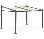 Pérgola 3x4m de aluminio con cubierta corredera, murum, crudo, 355x290x251 cm